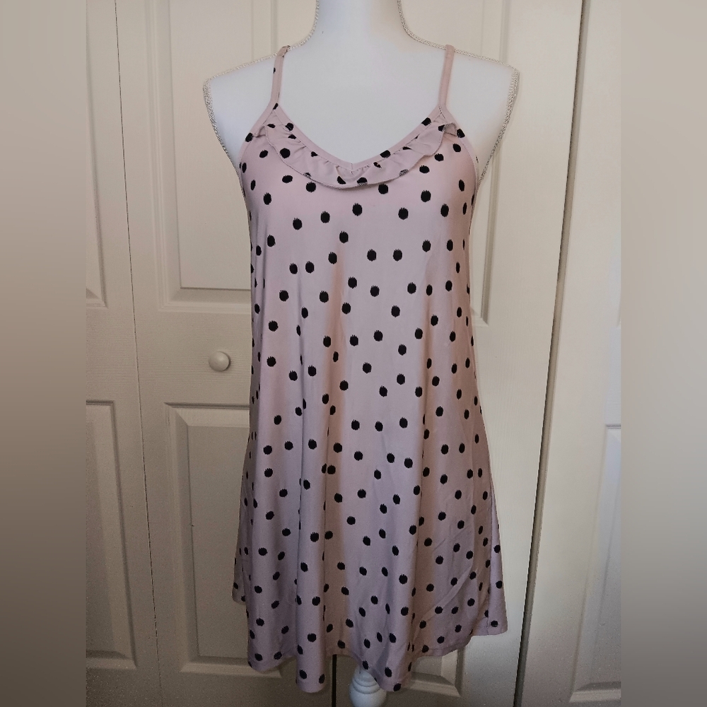 Betsey Johnson Light Pink and Black Polka Dot Mini Dress. Size S.